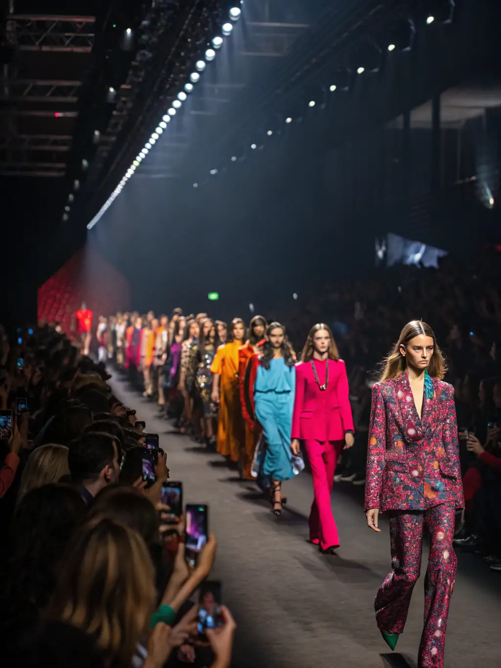 A photograph of a flawlessly executed fashion show, showcasing models on the runway, elegant staging, and a captivated audience, demonstrating Idéelle's proficiency in producing high-end fashion events.